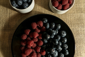 Red fruits with cereals and nuts