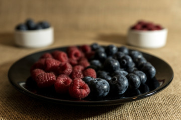 Red fruits with cereals and nuts