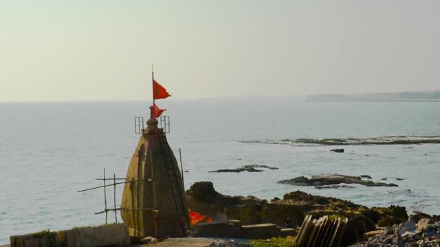 Under construction temple overlooking the beach near the INS Khukri memorial in diu gujarat india