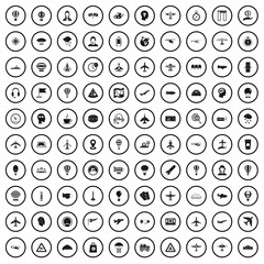 100 aviation icons set in simple style for any design vector illustration