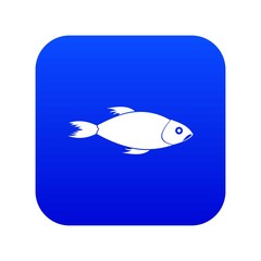 Fish icon digital blue for any design isolated on white vector illustration