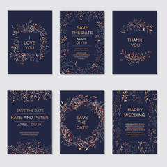 Copper elegant floral invite set modern card