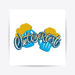 Hand drawn Oktoberfest typography lettering poster.