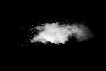 Explosion of white dust on black background. - 250080982