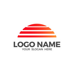 Sunset beach logo design template