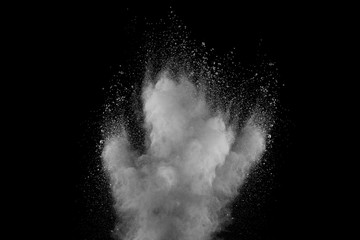 Explosion of white dust on black background. - 250081547