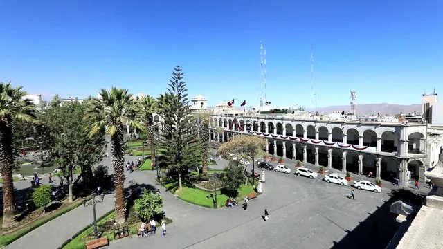 parade gorund garden and Cathedral in Arequipa