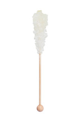 Rock candy or white sugar candy isolated on white background. Crystallized sugar. Nabat or rock candy is often used as a type of candy, or used to sweeten milk, or dissolved in tea.