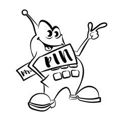 Cartoon cellphone retro 90s with antenna. Vintage mobile phone on a white background. Vector illustration.