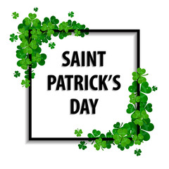 Saint Patrick's day vector frame with green shamrock