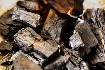 Coal burning on a barbecue