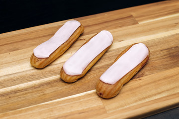 Eclair crispy creamy cake with white chocolate