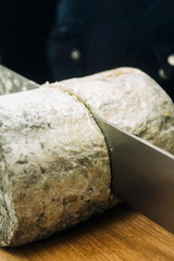 Mild blue Auvergne cheese Fourme d’Ambert from France