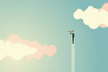 Minimalist stile. vector business finance. Successful vision concept with icon of businessman and telescope, Symbol leadership, strategy, mission, objectives © Nattapol_Sritongcom