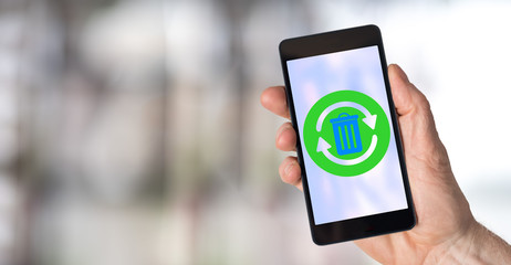 Recycling concept on a smartphone