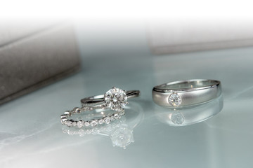 Wedding ring with wedding band and men ring