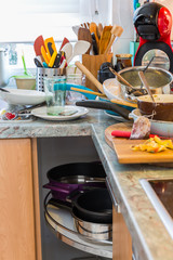 Fototapeta na wymiar Compulsive Hoarding Syndrom - messy kitchen