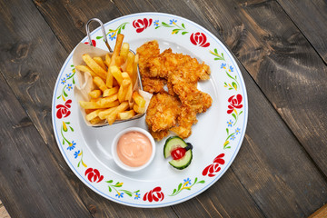 chicken nuggets with french fries