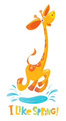 I like spring vector illustration with funny giraffe