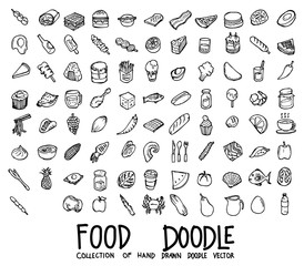 Set of food icons Drawing illustration Hand drawn doodle Sketch line vector eps10