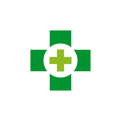 Medical and health care logo design with cross icon