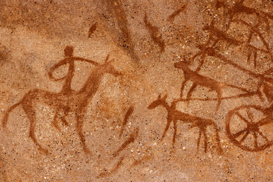 image of ancient people on the cave wall. antiquities. history. archaeology