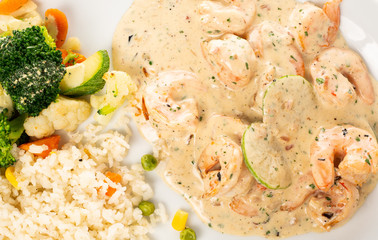 camarones y crema