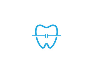 Tooth with dental wire for orthodontic for logo design