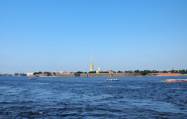 View of the Neva and Peter and Paul fortress in St. Petersburg. Russia.