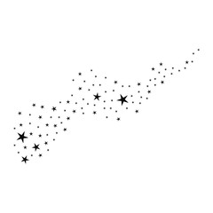 Fototapeta premium Stars on a white background. Black star shooting with an elegant star. Meteoroid, comet, asteroid, stars.