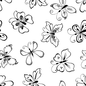 Pattern of decorative butterflies and flowers