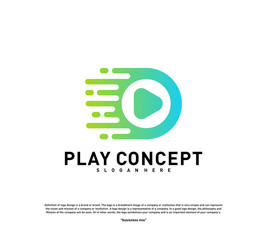 Fast Play logo design concept. Play tech logo template vector. Icon Symbol