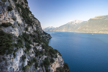 Fototapeta na wymiar Scenic road near Limone sul Garda. Garda Lake, Lombardy, Italy