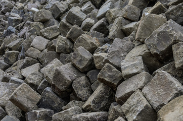 Large stone pavement for building and laying roads