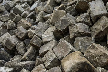 Large stone pavement for building and laying roads