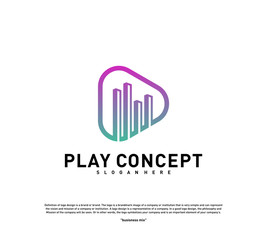 Play Media City logo design concept. Stats Play logo template vector. Icon Symbol