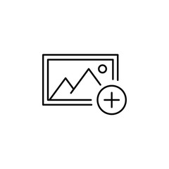 add album picture outline icon. Signs and symbols can be used for web, logo, mobile app, UI, UX
