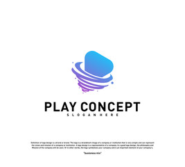 Play Tornado logo design concept. Fast Play logo template vector. Icon Symbol