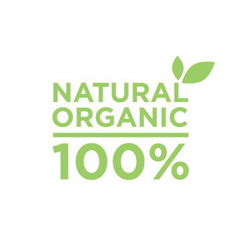 100% natural organic. Healthy food and healthy life vector icon.