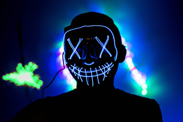 led mask and fireworks