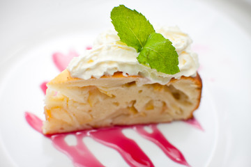 cake with cream and fruits