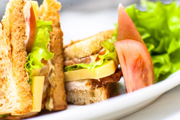 sandwich with ham and vegetables