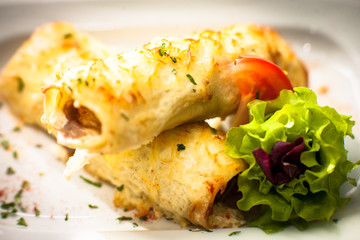 fried chicken with salad