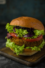 Homemade burger with vegetables