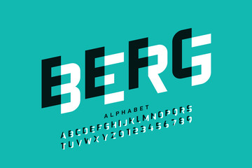 Modern font design, alphabet letters and numbers