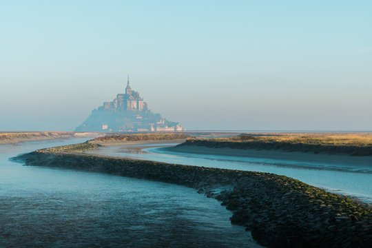 Mont Saint Michel during sunrise, Normandy, France