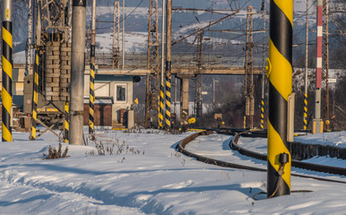 Spisske Vlachy station in winter frosty afternoon