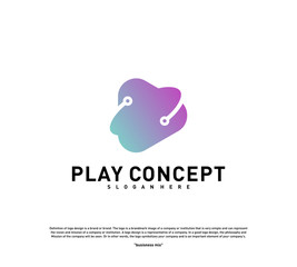 Play logo design concept. Planet Play logo template vector. Icon Symbol