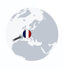 France flag in magnifying glass. vector illustration