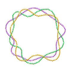 Mardi Gras banner template with decorative colorful beads frame, vector illustration